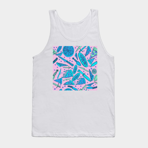 Pizza and Knives - Pink Tank Top by DinoCatDraws